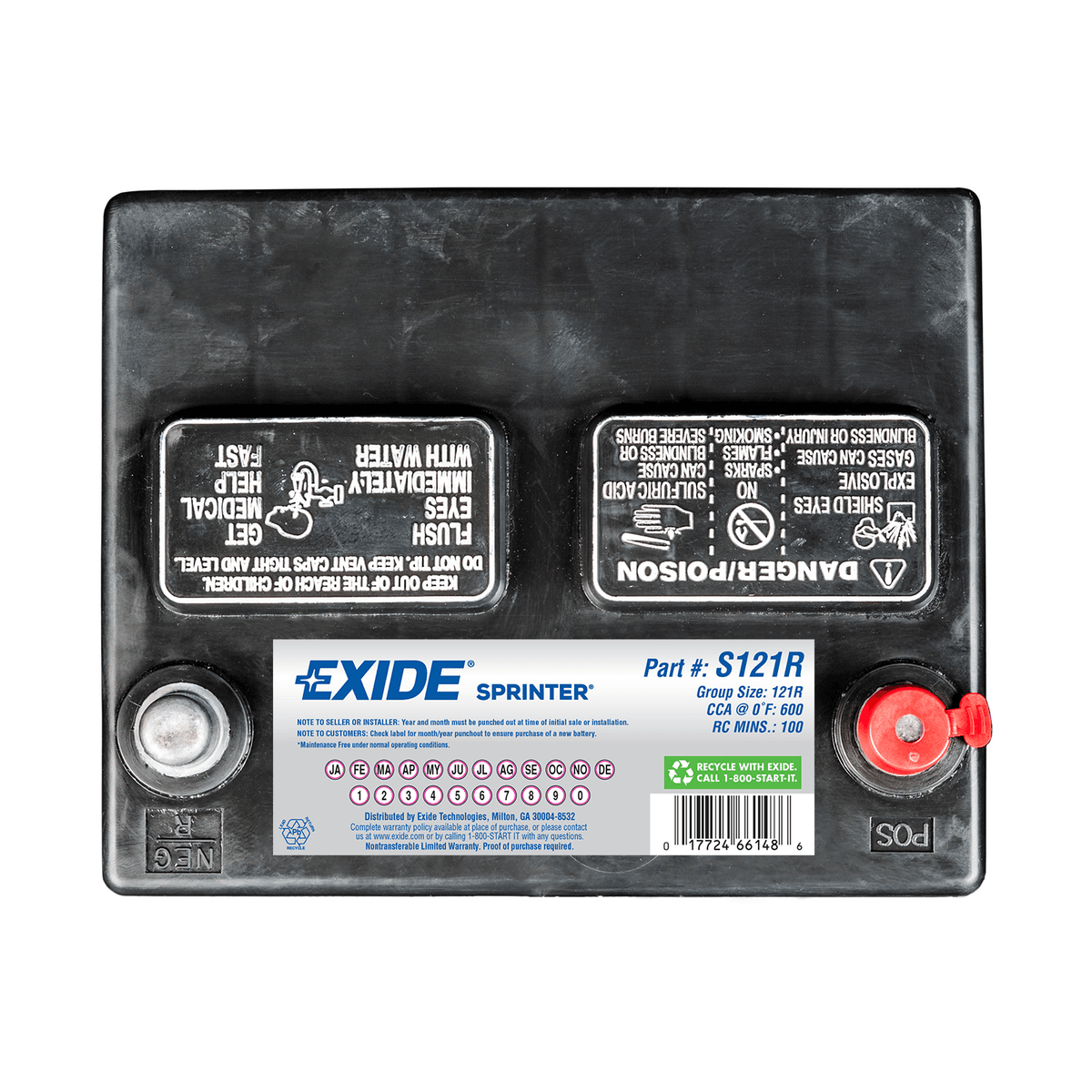 Exide S121R Battery – Group 121R, 600 CCA