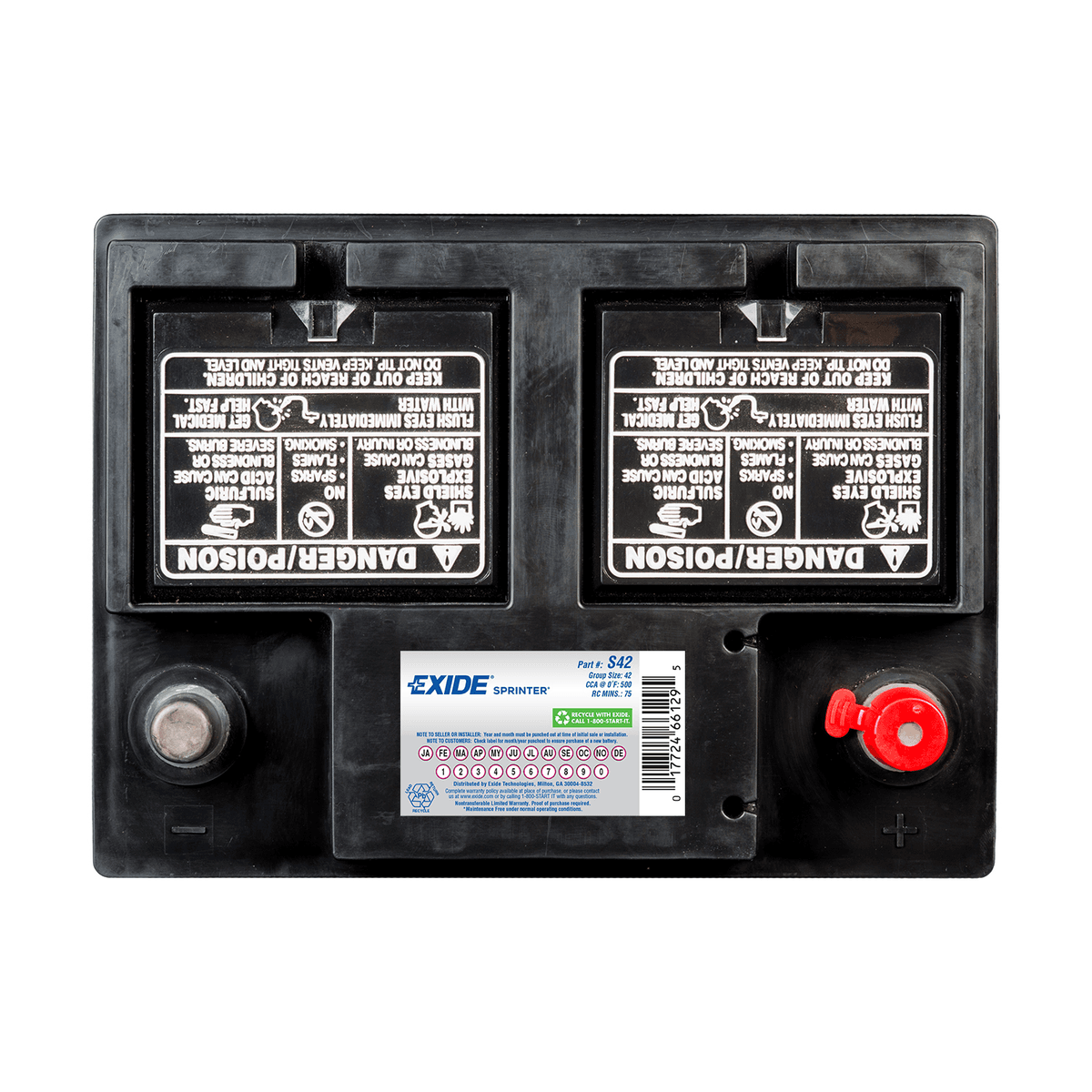 Exide S42 Battery – Group 42, 500 CCA