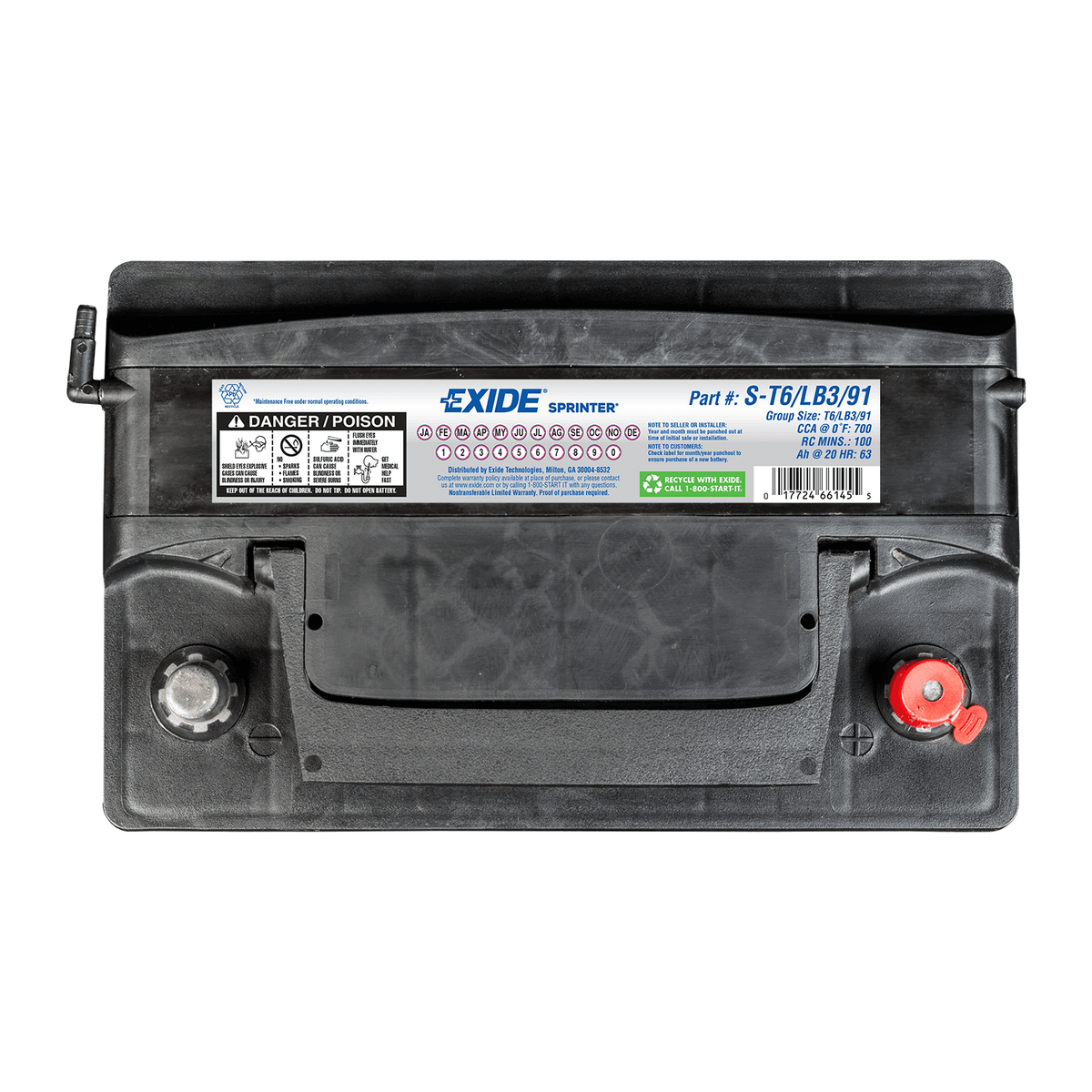 Exide S-T6/LB3/91 Battery – Group T6/LB3/91, 700 CCA